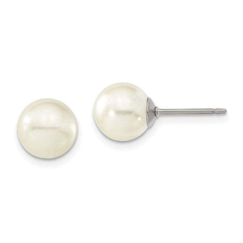Mode 1928 Schmuck Goldfarben 8mm Ivory Imitat Perle Stecker Ohrstecker