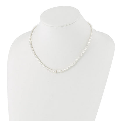 Mode 1928 Schmuck Goldfarben Verschluss 2mm To 8mm Ivory Imitat Perle Abgestuft Strang 18 Zoll Halskette