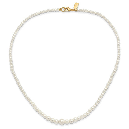 Mode 1928 Schmuck Goldfarben Verschluss 2mm To 8mm Ivory Imitat Perle Abgestuft Strang 18 Zoll Halskette