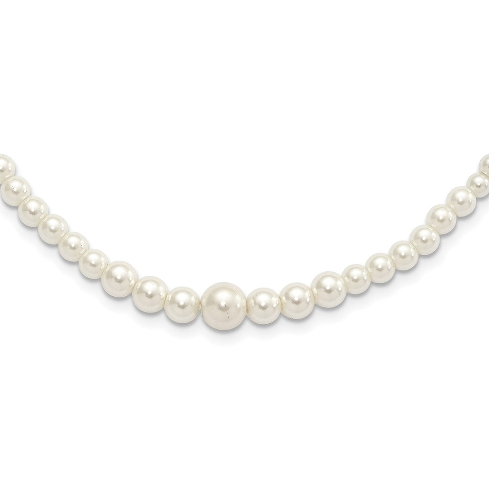 Mode 1928 Schmuck Goldfarben Verschluss 2mm To 8mm Ivory Imitat Perle Abgestuft Strang 18 Zoll Halskette