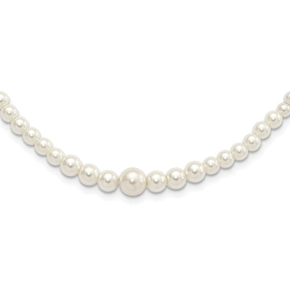 Mode 1928 Schmuck Goldfarben Verschluss 2mm To 8mm Ivory Imitat Perle Abgestuft Strang 18 Zoll Halskette