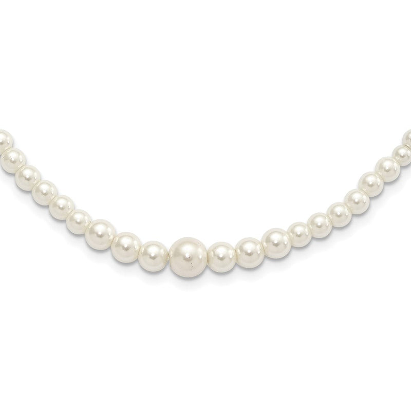 Mode 1928 Schmuck Goldfarben Verschluss 2mm To 8mm Ivory Imitat Perle Abgestuft Strang 18 Zoll Halskette