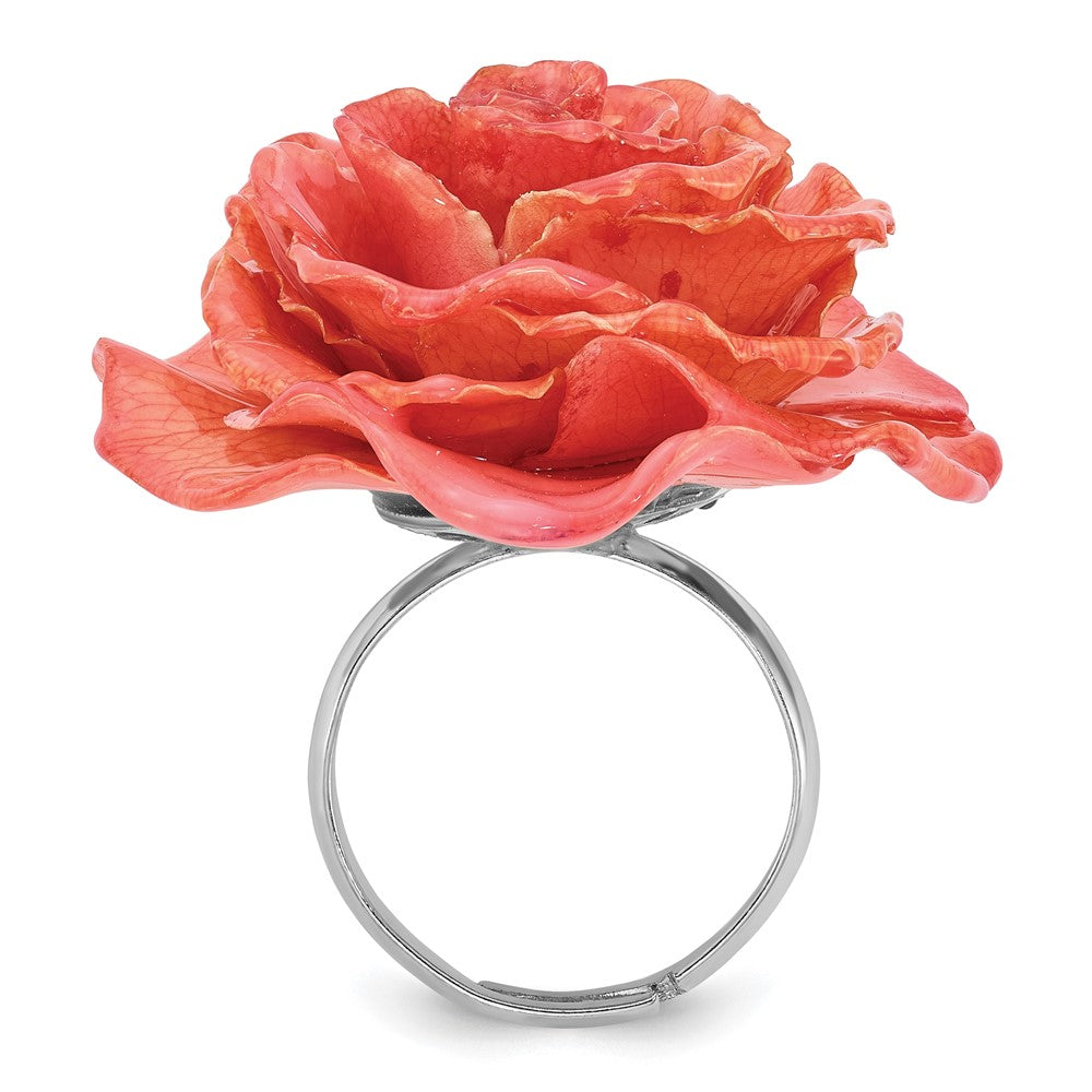 Mode Lacquer Dipped Rosa Echt Rose Verstellbar Silberfarben Ring