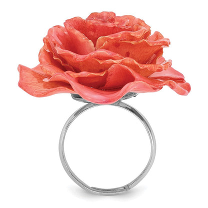Mode Lacquer Dipped Rosa Echt Rose Verstellbar Silberfarben Ring