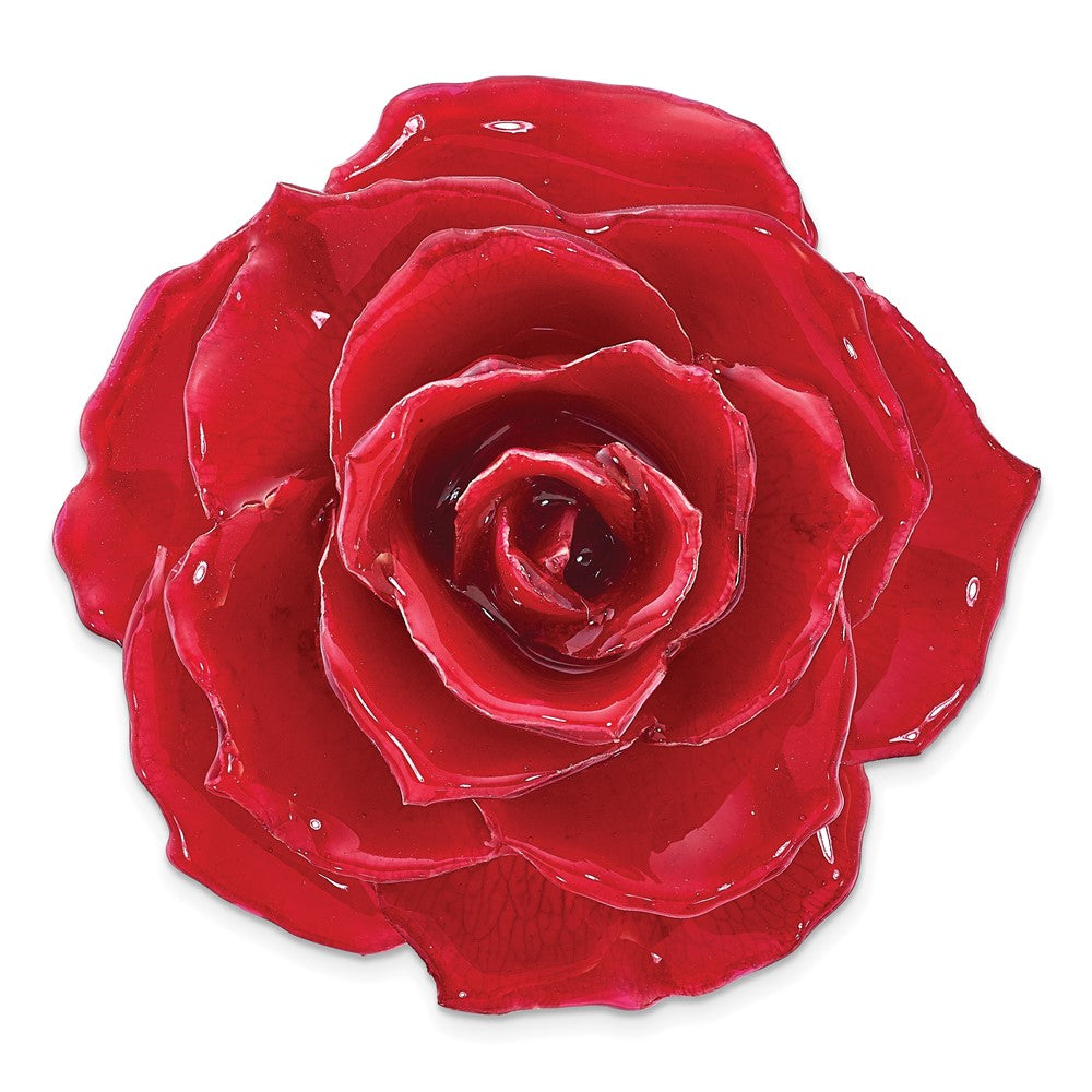 Mode Lacquer Dipped Rot Echt Rose Verstellbar Silberfarben Ring