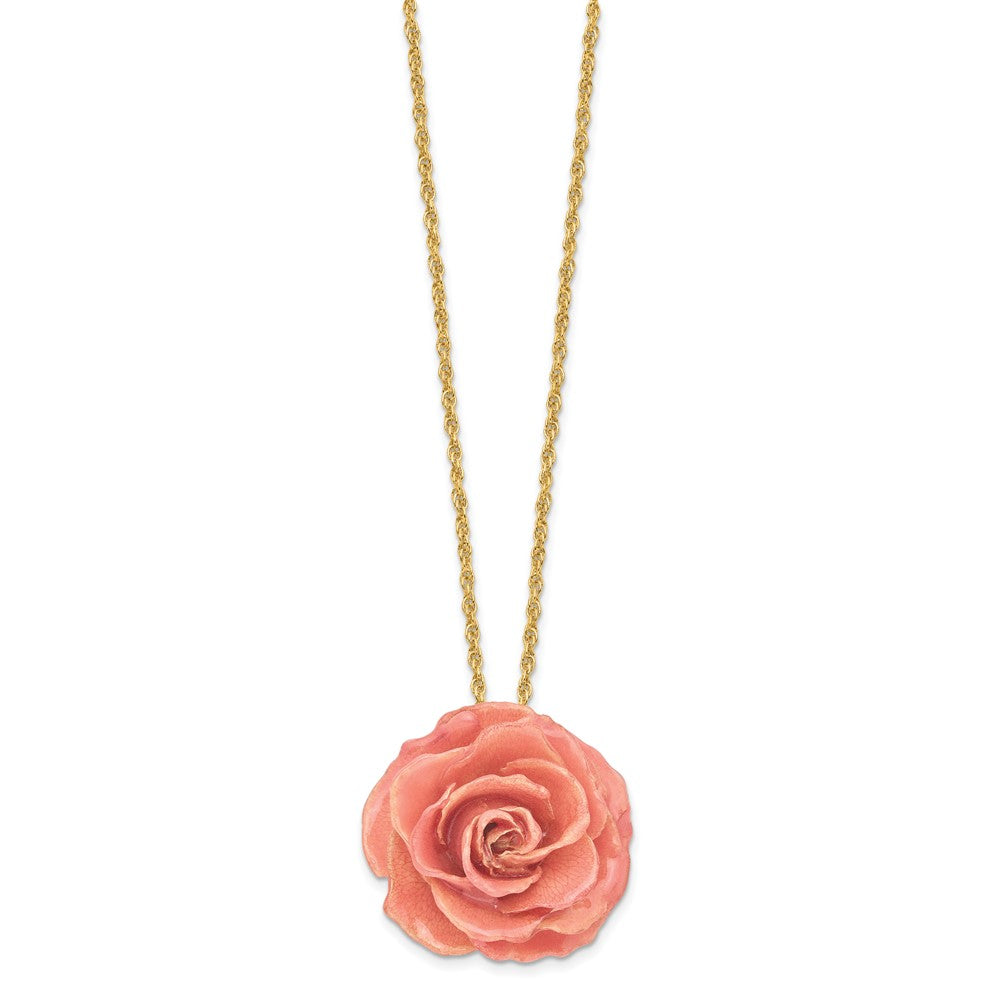 Mode Lacquer Dipped Rosa Echt Rose mit 20 Zoll Goldfarben Halskette