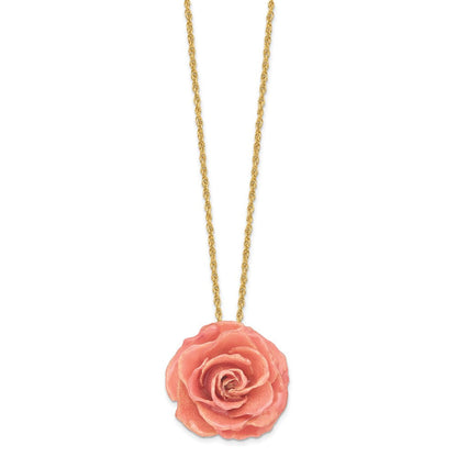 Mode Lacquer Dipped Rosa Echt Rose mit 20 Zoll Goldfarben Halskette