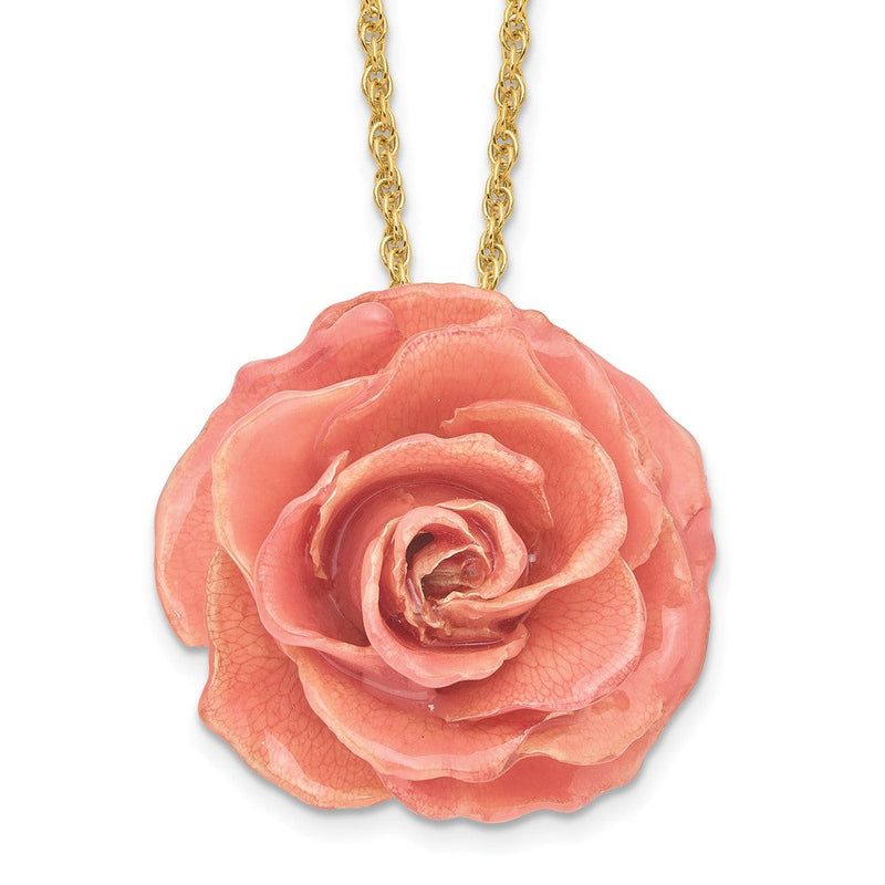 Mode Lacquer Dipped Rosa Echt Rose mit 20 Zoll Goldfarben Halskette