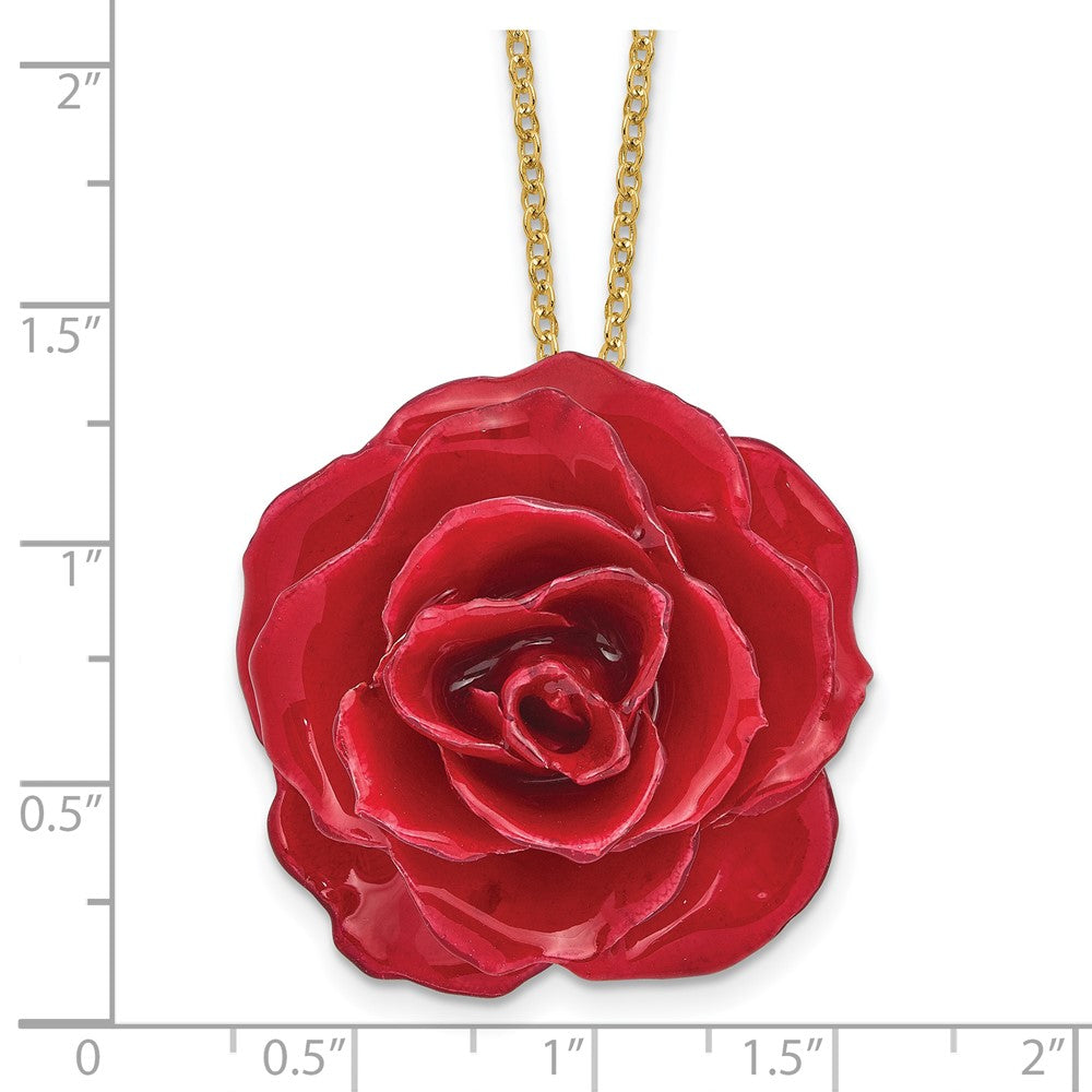 Mode Lacquer Dipped Rot Echt Rose 20 Zoll Goldfarben Halskette