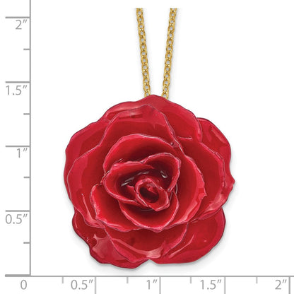 Mode Lacquer Dipped Rot Echt Rose 20 Zoll Goldfarben Halskette