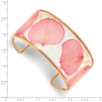 Mode 24K Gold-trim Rosa Echt Rose Petal Manschette Armreif Armband