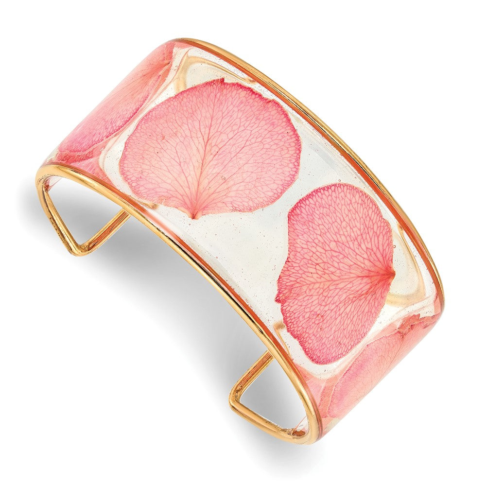 Mode 24K Gold-trim Rosa Echt Rose Petal Manschette Armreif Armband
