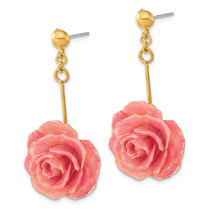 Mode Lacquer Dipped Rosa Echt Rose Goldfarben Hängend Ohrstecker