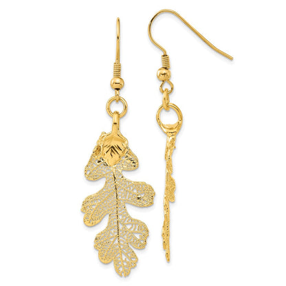 Mode 24K Gold Dipped Echt Eiche Blatt Goldfarben Hirte Haken Ohrhänger