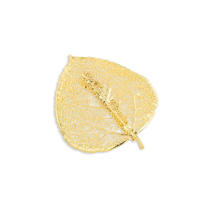 Mode 24K Gold Dipped Echt Aspen Blatt Goldfarben Brosche