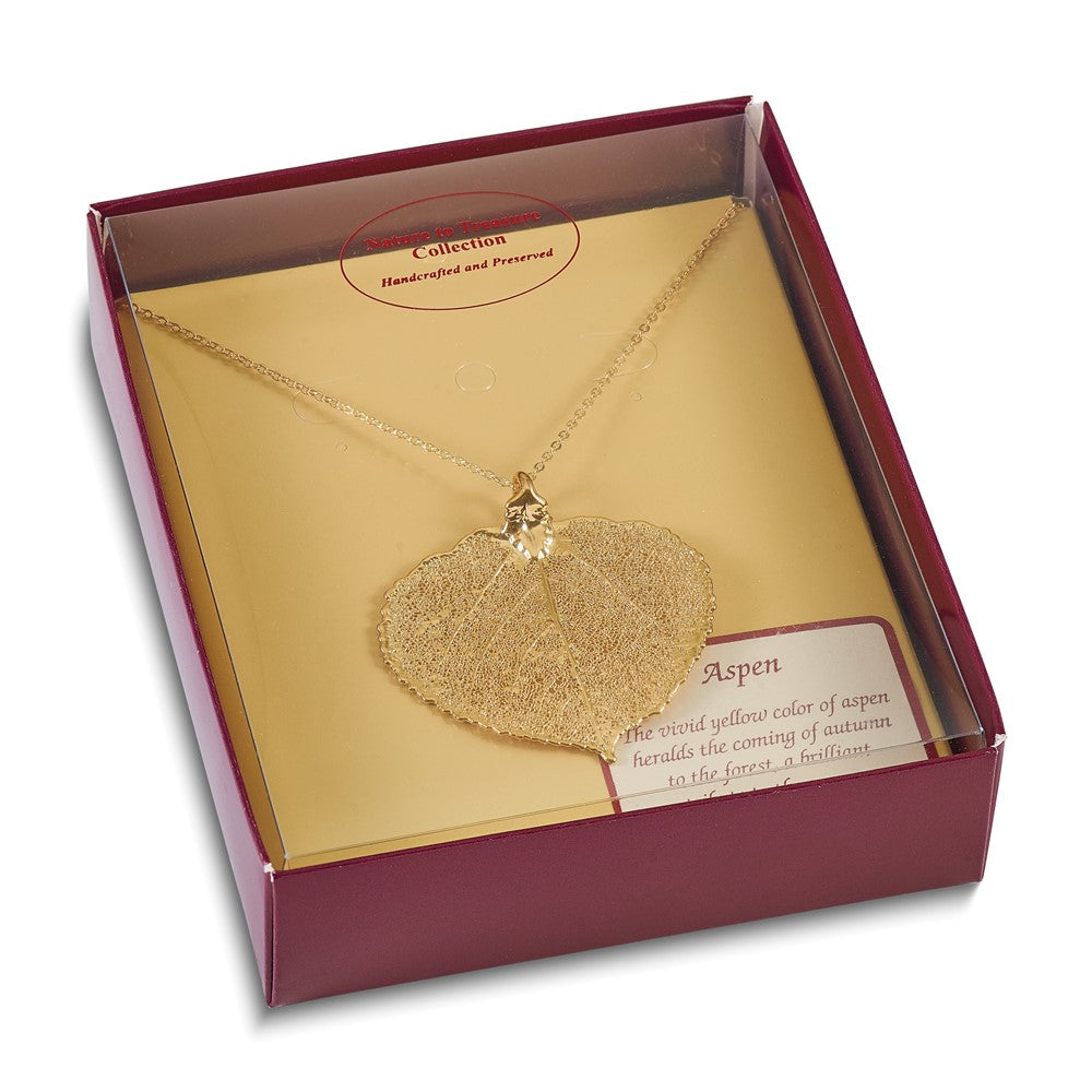 Mode 24K Gold Dipped Echt Aspen Blatt mit 20 Zoll Goldfarben Halskette