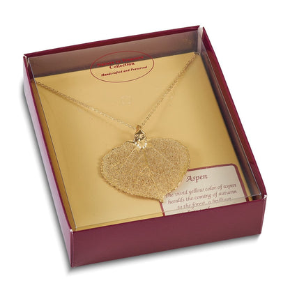 Mode 24K Gold Dipped Echt Aspen Blatt mit 20 Zoll Goldfarben Halskette