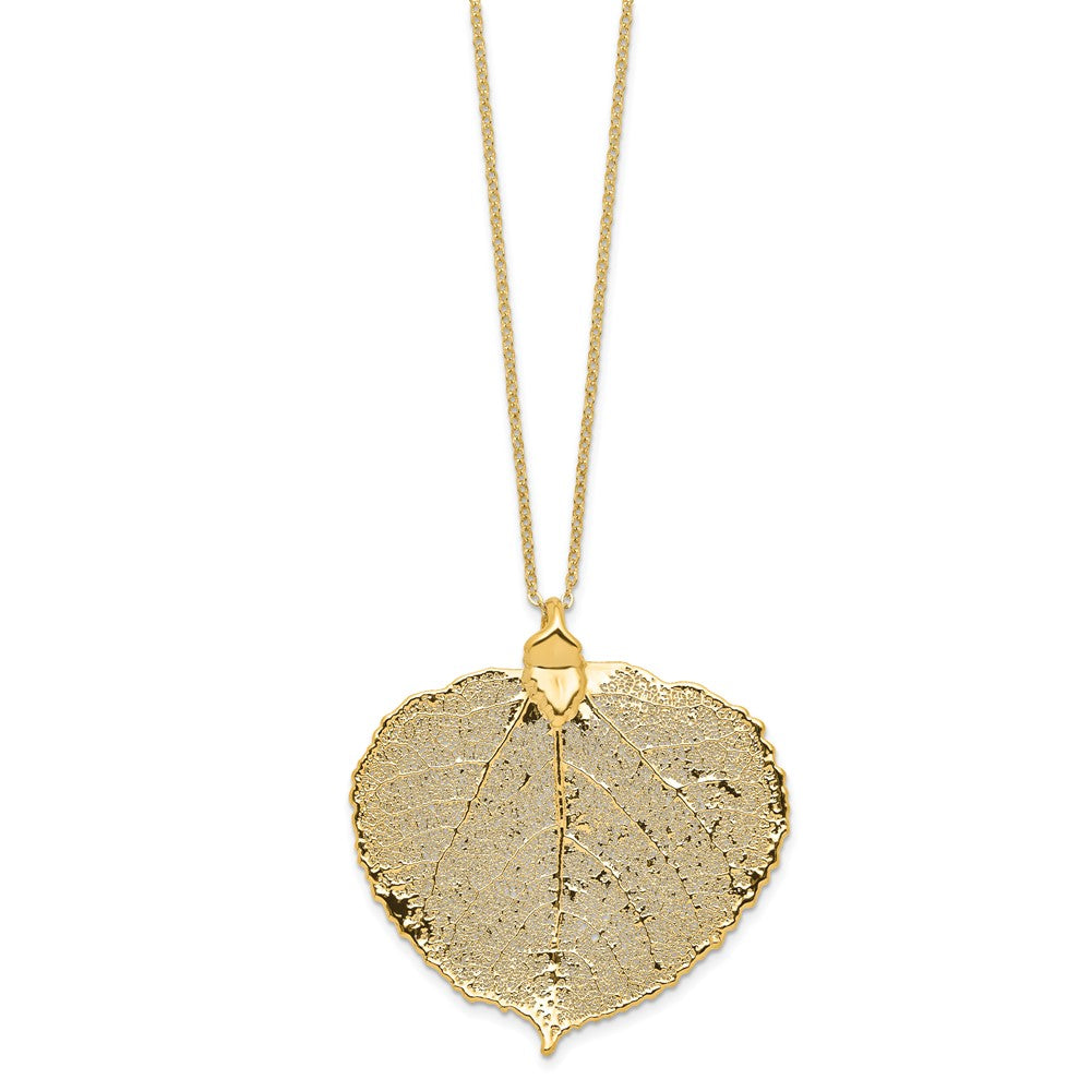 Mode 24K Gold Dipped Echt Aspen Blatt mit 20 Zoll Goldfarben Halskette