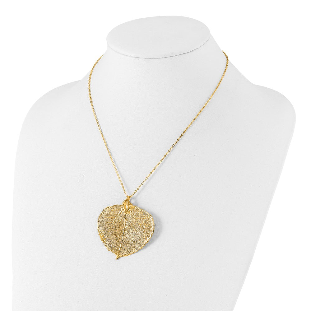 Mode 24K Gold Dipped Echt Aspen Blatt mit 20 Zoll Goldfarben Halskette