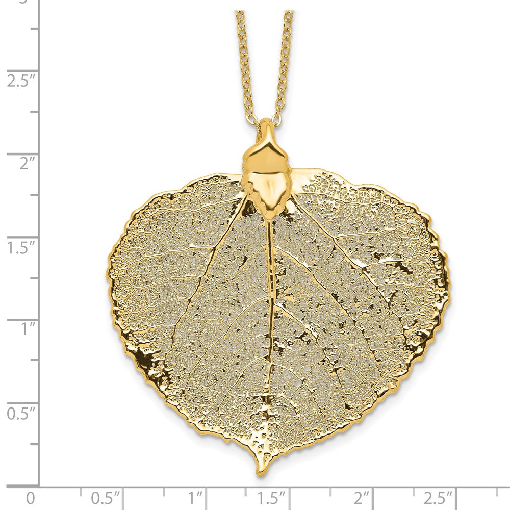 Mode 24K Gold Dipped Echt Aspen Blatt mit 20 Zoll Goldfarben Halskette