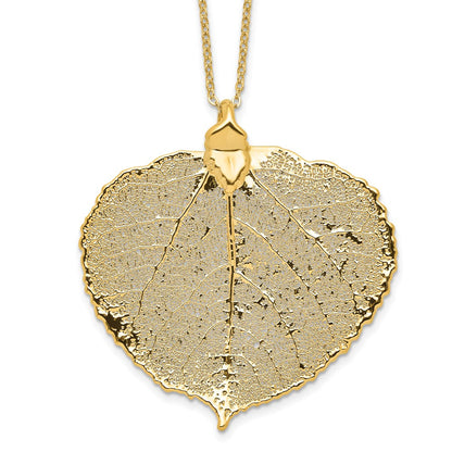 Mode 24K Gold Dipped Echt Aspen Blatt mit 20 Zoll Goldfarben Halskette
