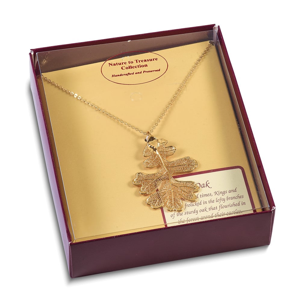 Mode 24K Gold Dipped Echt Eiche Blatt mit 20 Zoll Goldfarben Halskette