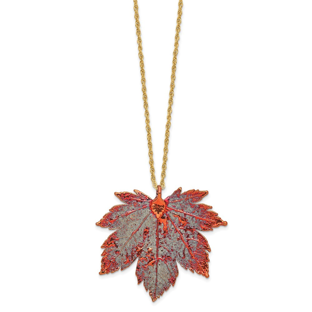 Mode Iridescent Copper Dipped Echt Full Mond Maple Blatt mit 20 Zoll Goldfarben Halskette