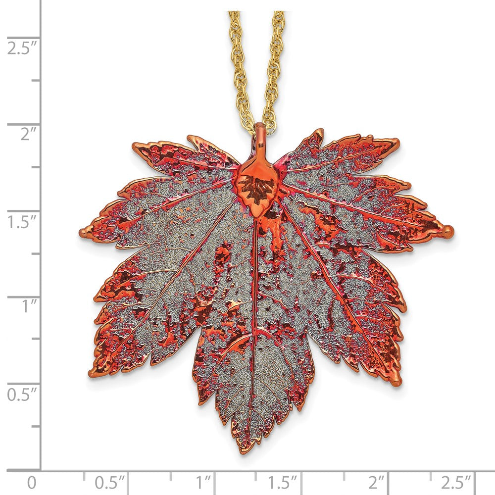 Mode Iridescent Copper Dipped Echt Full Mond Maple Blatt mit 20 Zoll Goldfarben Halskette