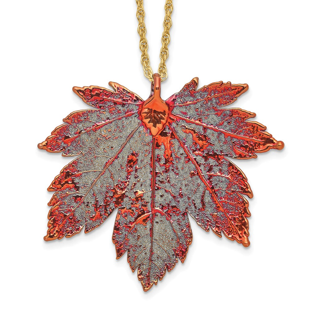Mode Iridescent Copper Dipped Echt Full Mond Maple Blatt mit 20 Zoll Goldfarben Halskette