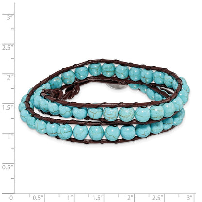 14 Zoll 6mm Dyed Türkis Leder Kordel Multi Wickel Armband