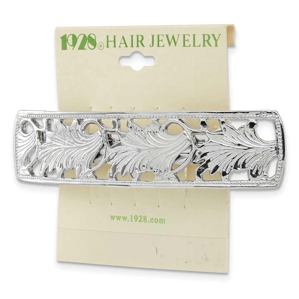 Mode 1928 Schmuck Silberfarben Ornate Blatt Motif Hair Barrette
