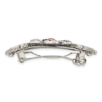 Mode 1928 Jewlery Silberfarben Filigran Rosa Cabochon und Kristall Blume Hair Barrette