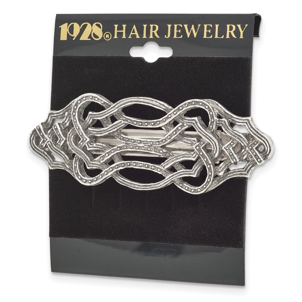 Mode 1928 Schmuck Silberfarben Strukturiert Ornate Hair Barrette