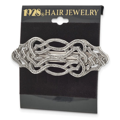 Mode 1928 Schmuck Silberfarben Strukturiert Ornate Hair Barrette