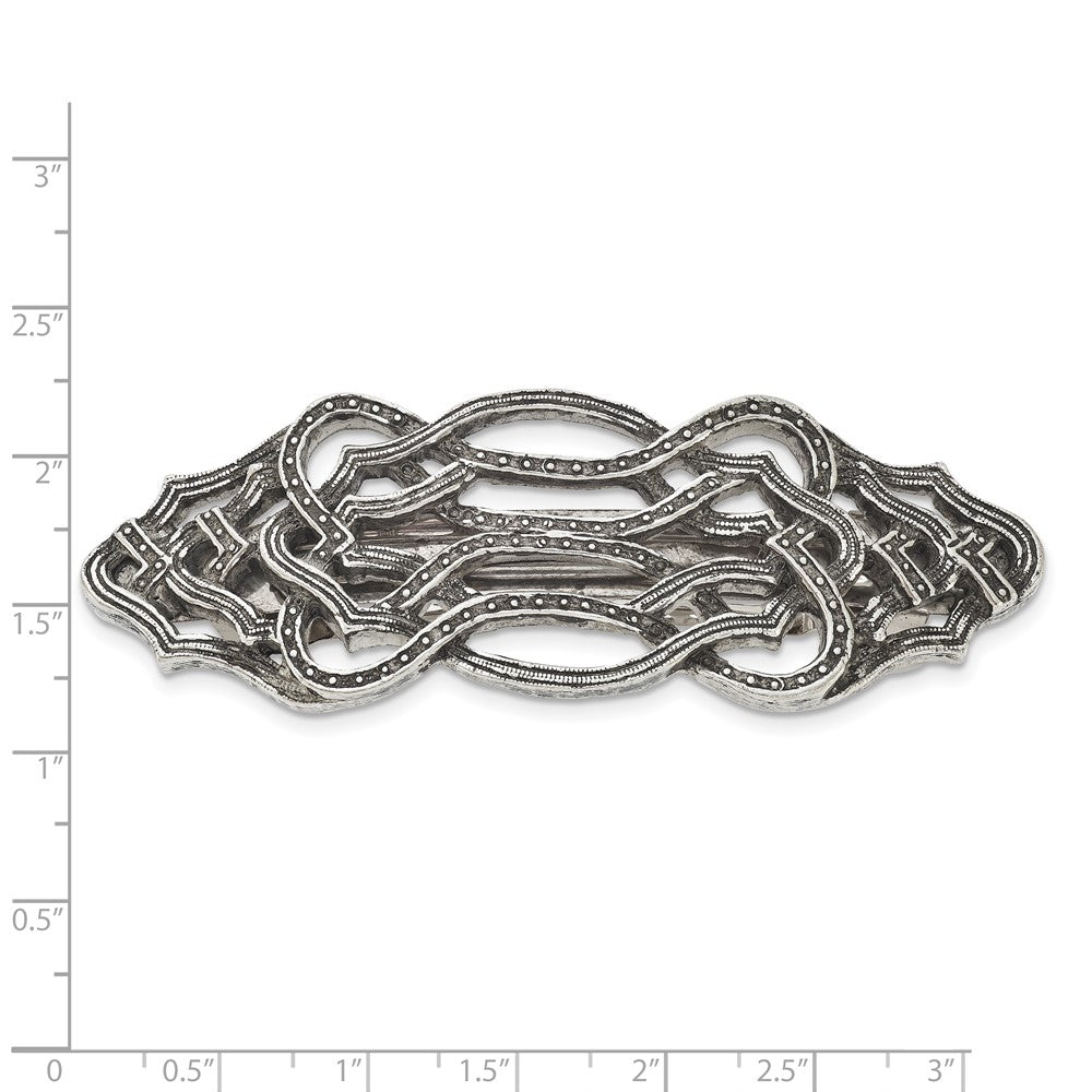 Mode 1928 Schmuck Silberfarben Strukturiert Ornate Hair Barrette