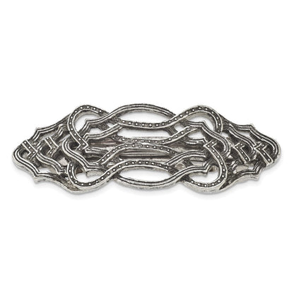 Mode 1928 Schmuck Silberfarben Strukturiert Ornate Hair Barrette
