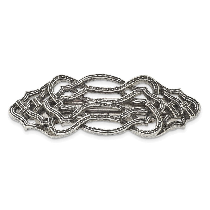 Mode 1928 Schmuck Silberfarben Strukturiert Ornate Hair Barrette