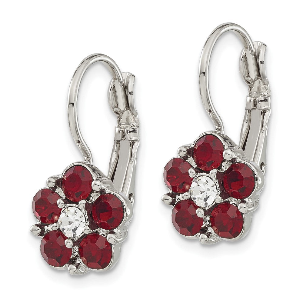 Mode 1928 Schmuck Silberfarben Blume Form Rot und Klar Epoxid Stein Ohrhänger mit Brisur