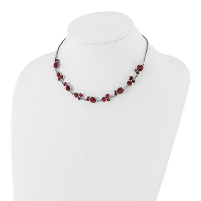 Mode 1928 Schmuck Silberfarben Rot Epoxid Facettiert Stein 16 Zoll Halskette mit 3 Verlängerung