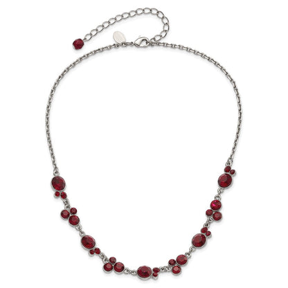Mode 1928 Schmuck Silberfarben Rot Epoxid Facettiert Stein 16 Zoll Halskette mit 3 Verlängerung
