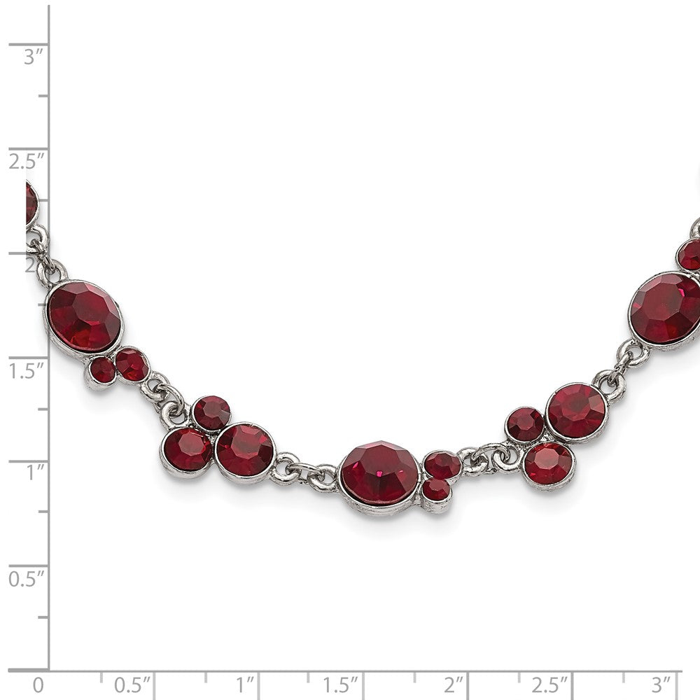 Mode 1928 Schmuck Silberfarben Rot Epoxid Facettiert Stein 16 Zoll Halskette mit 3 Verlängerung