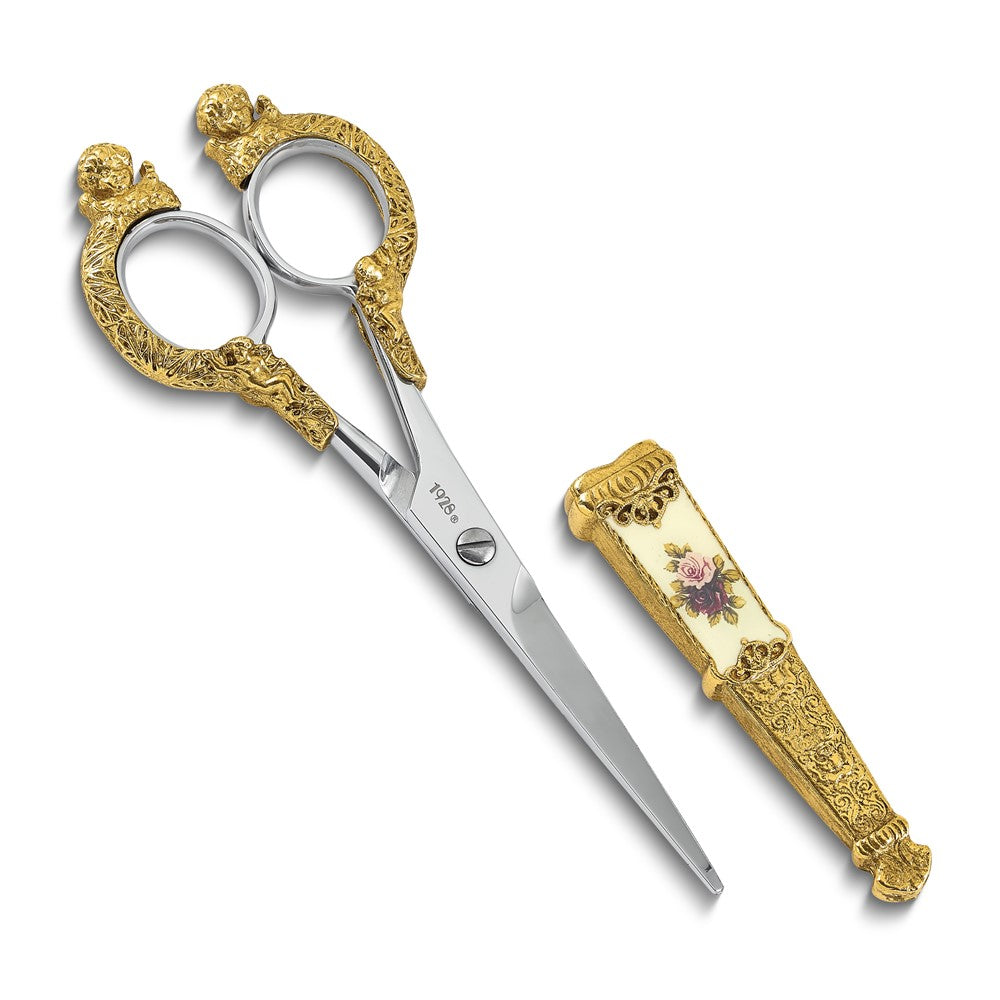 Mode 1928 Klein Goldfarben Blumen Manor House Scissors mit Edelstahl Blades