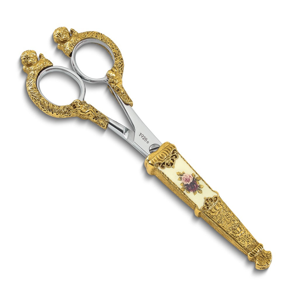 Mode 1928 Klein Goldfarben Blumen Manor House Scissors mit Edelstahl Blades