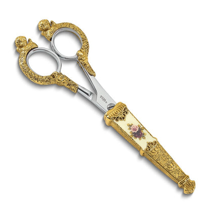 Mode 1928 Klein Goldfarben Blumen Manor House Scissors mit Edelstahl Blades