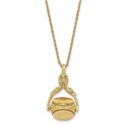 Mode 1928 Schmuck Goldfarben Drei Sided Spinning Blumen Muster Oval 13mm Lockets 30 Zoll Halskette Fasst 6 Photos