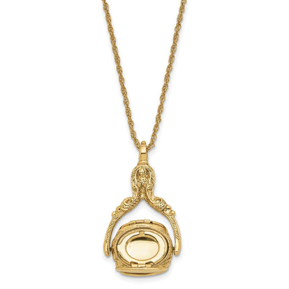 Mode 1928 Schmuck Goldfarben Drei Sided Spinning Blumen Muster Oval 13mm Lockets 30 Zoll Halskette Fasst 6 Photos