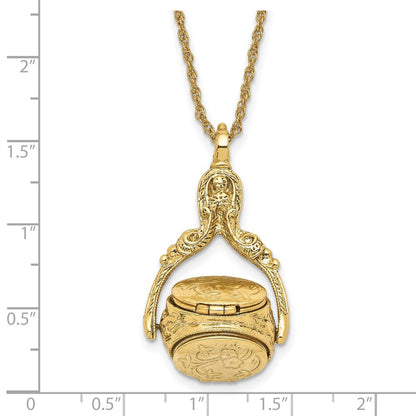 Mode 1928 Schmuck Goldfarben Drei Sided Spinning Blumen Muster Oval 13mm Lockets 30 Zoll Halskette Fasst 6 Photos