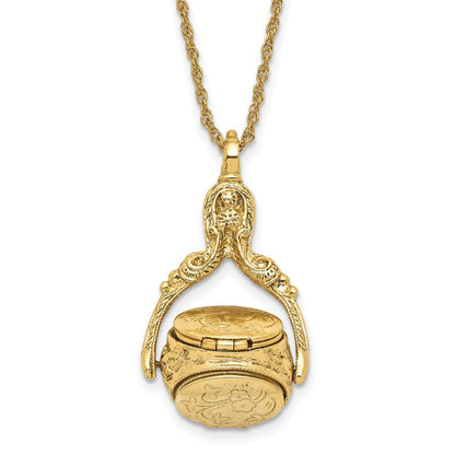 Mode 1928 Schmuck Goldfarben Drei Sided Spinning Blumen Muster Oval 13mm Lockets 30 Zoll Halskette Fasst 6 Photos