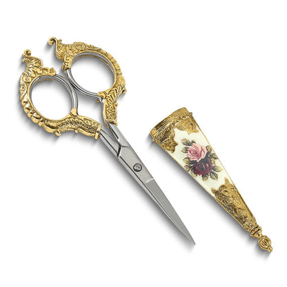 Mode 1928 Klein Goldfarben Blumen Manor House Scissors mit Edelstahl Blades