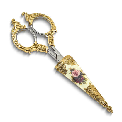 Mode 1928 Klein Goldfarben Blumen Manor House Scissors mit Edelstahl Blades